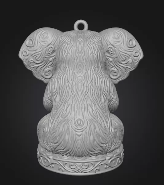 Cute Elephant Pendant — Heart Holding Figurine - Model preview 3