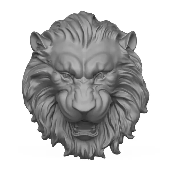 3D Printable Wild Lion Head Statue - Model preview 1