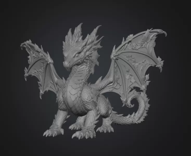 Autumn Ember Dragon STL File for 3D Print - Model preview 11