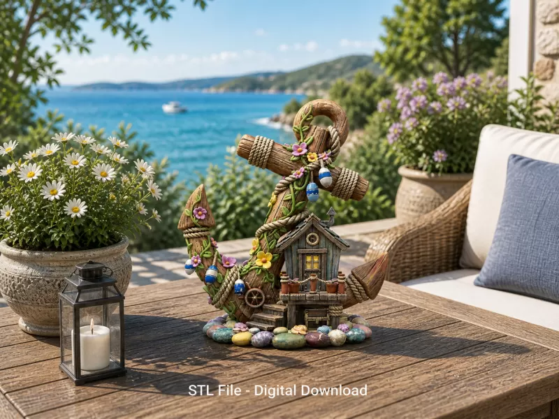 Anchor Fairy House STL File for 3D Print - Model preview 1