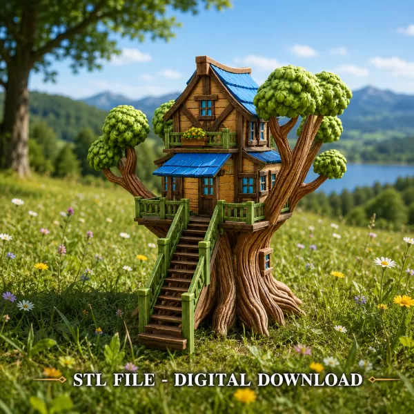 Fantasy Treehouse STL File for 3D Print - Model preview 1