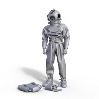 Figure of a historical diver for a ship model
