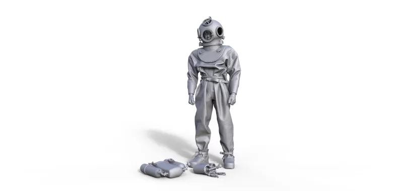 Figure of a historical diver for a ship model - Model preview 1