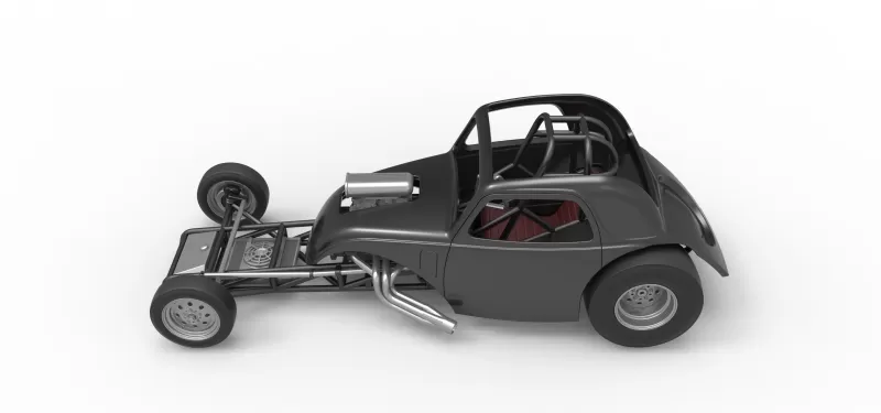 Front engine old school dragster with shell V11 Scale 1:25 - Model preview 10