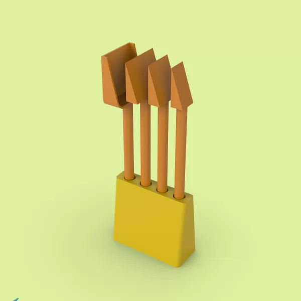 Cookie Scribe/Scraper Tool Set; 4 pcs. & Holder, 3D Cookie Tool - Model preview 1