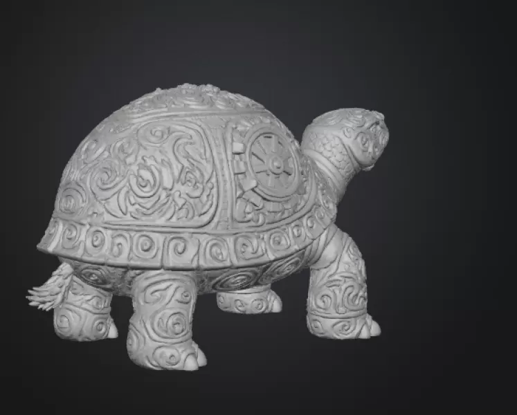 Steampunk Tortoise – Ornamental Mechanical Creature (STL) - Model preview 3