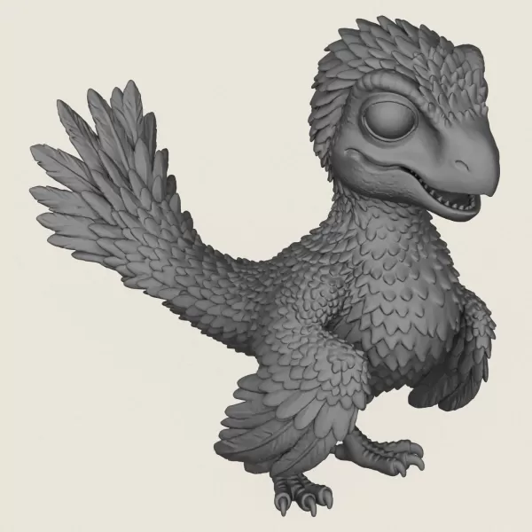 Dinosaur Bird Baby Print Ready 3D Model - Model preview 4