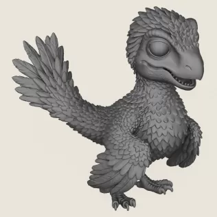 Dinosaur Bird Baby Print Ready 3D Model - Model thumbnail 4