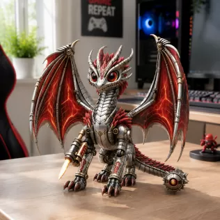 Mechanical Inferno Dragon STL File for 3D Print - Model thumbnail 3