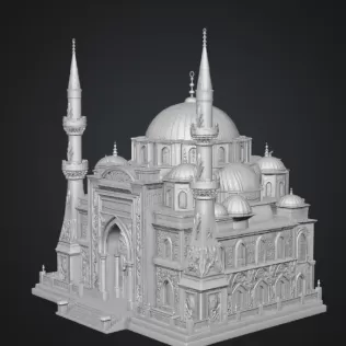 Blue Dome and Twin Minaret Architecture STL File for 3D Print - Model thumbnail 15