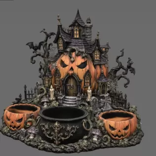 Haunted Pumpkin House Organizer STL File for 3D Print - Model thumbnail 8