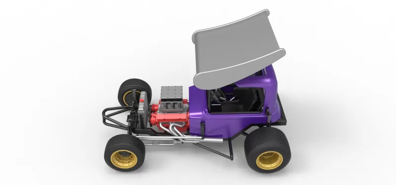 Vintage Winged Supermodified stock car for Dirt Scale 1:25 - Model preview 10