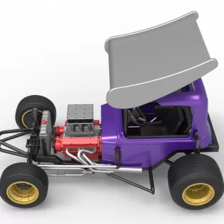 Vintage Winged Supermodified stock car for Dirt Scale 1:25 - Model thumbnail 10