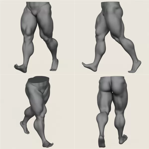 Muscular Man Leg Pose Collection - Model preview 11