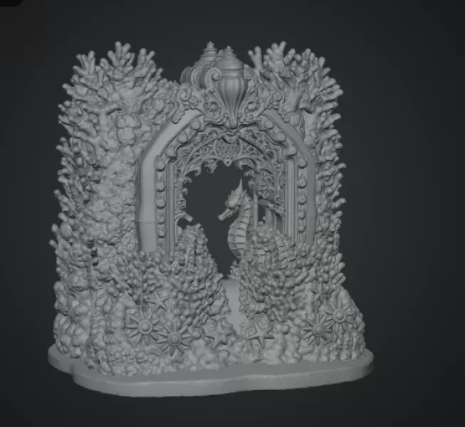 Coral Seahorse Fantasy Gateway STL File for 3D Print - Model preview 18
