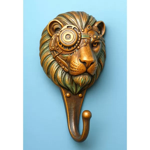 STL File Description — Steampunk Lion Head Wall Hook High Detail - Model preview 1