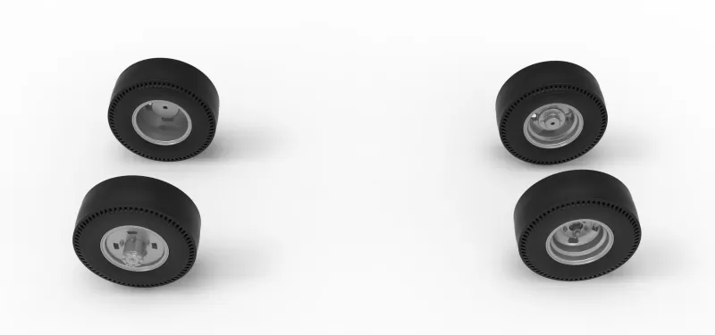 Wheel Set of Vintage AWD dragster Scale 1:25 - Model preview 6