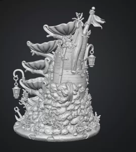 Enchanted Shipwreck Shell Bowl Organizer STL File for 3D Print - Model preview 15