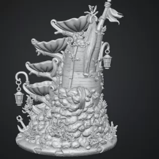 Enchanted Shipwreck Shell Bowl Organizer STL File for 3D Print - Model thumbnail 15