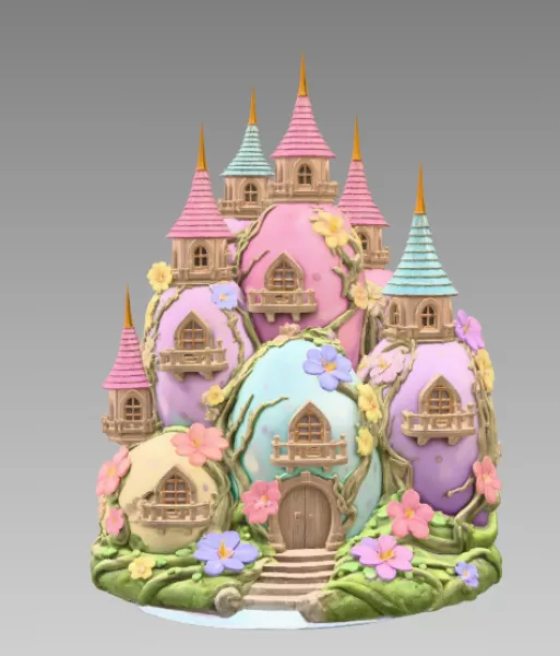Fantasy Egg Castle STL File– 3D Printable Easter Decoration - Model preview 3