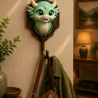 Cute Dragon Wall Hook STL File for 3D Print - Model thumbnail 2