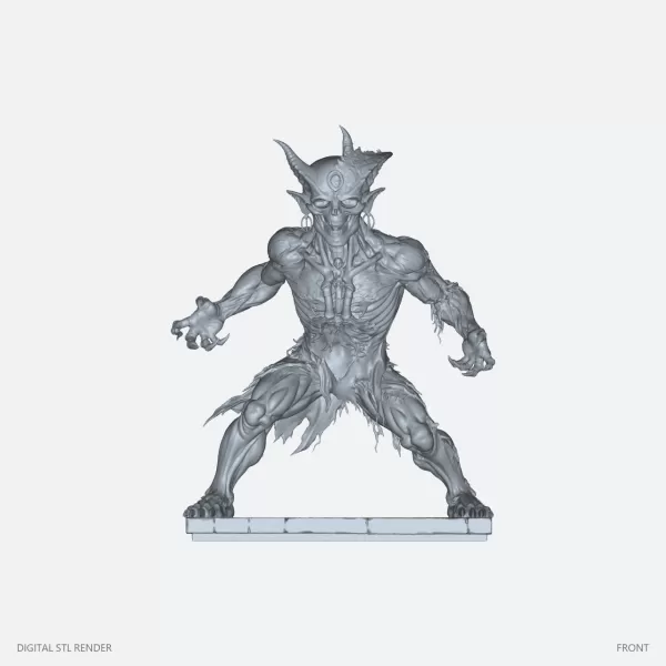 Horned Goblin Warrior - STL - Model preview 1