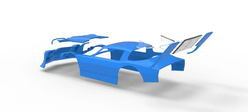 Shell of Vintage Dirt late model Race car Version 3 Scale 1:25 - Model preview 18