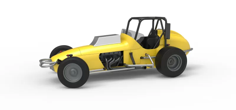 Dirt Silver Crown Champ car while turning Version 2 Scale 1:25 - Model preview 1