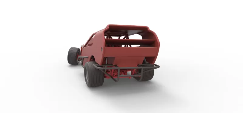 Vintage Dirt Modified stock car Version 4 while turning 1:25 - Model preview 14