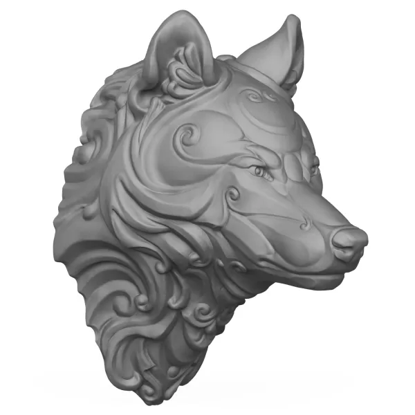 3D Printable Wild Wolf Head Statue - Model preview 4