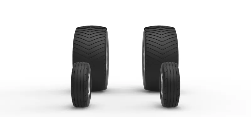 Wheel set of Pro Stock Pulling Tractor Version 3 Scale 1:25 - Model preview 3
