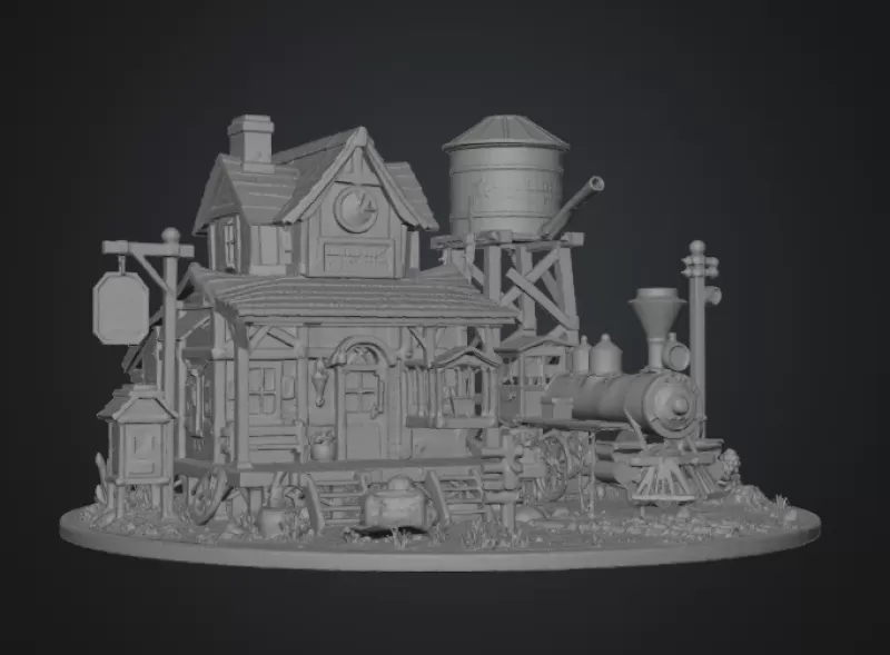 Pinewood Junction Railway Station STL File for 3D Print - Model preview 15