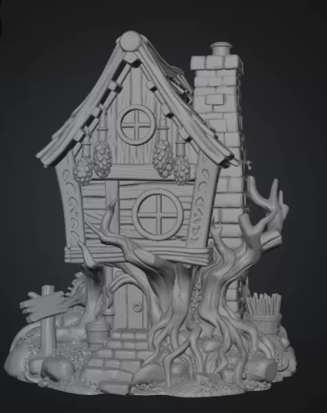 Enchanted Vineyard Cottage STL File for 3D Print - Model preview 7