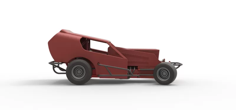 Vintage Dirt Modified stock car Version 4 while turning 1:25 - Model preview 22