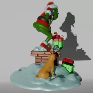 Grinch – Christmas Diorama Tree Ornament & Home Decor | STL + Bl - Model thumbnail 3