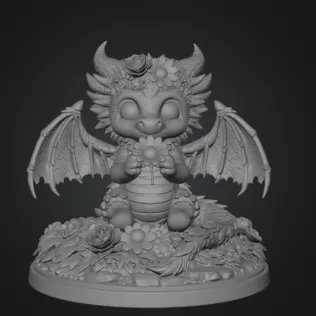 Cute Flower Dragon STL File 3D Print - Model thumbnail 7