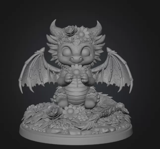 Cute Flower Dragon STL File 3D Print - Model preview 7
