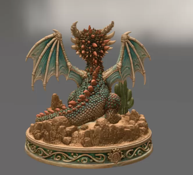 Fantasy Desert Dragon STL File for 3D Printing - Model preview 5