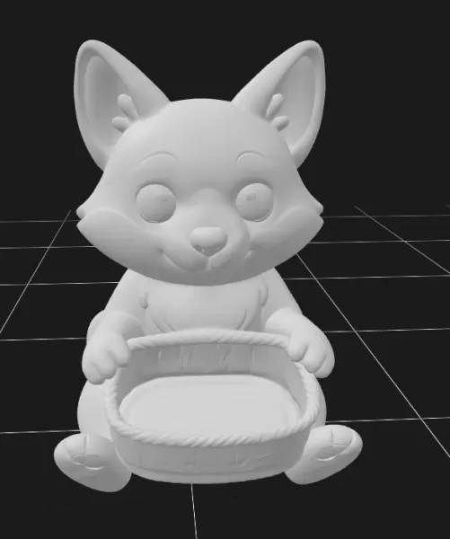 Fox Holding a Gift Basket - Model preview 2