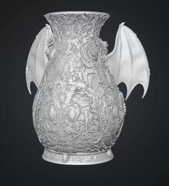 Crimson Floral Dragon Vase STL File for 3D Print - Model preview 15