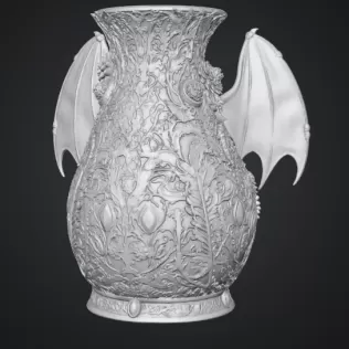 Crimson Floral Dragon Vase STL File for 3D Print - Model thumbnail 15