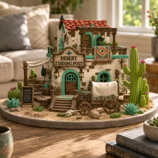 Desert Trading Post Fantasy Western Village STL File for 3D - Model thumbnail 4
