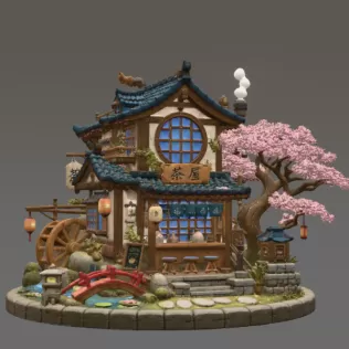 Japanese Tea House STL File for 3D Print - Model thumbnail 5