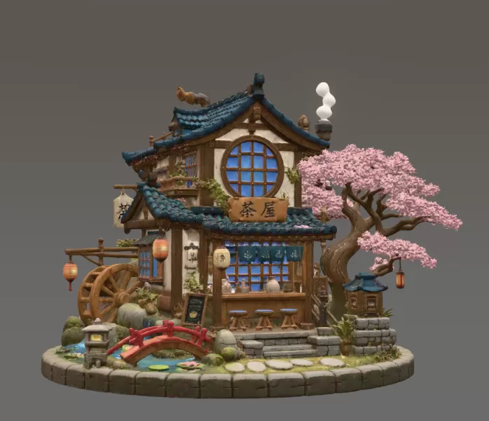Japanese Tea House STL File for 3D Print - Model preview 5