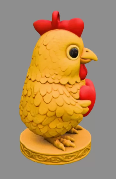 Cute Chicken / Rooster Pendant — Holding Heart - Model preview 5