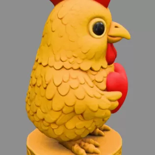 Cute Chicken / Rooster Pendant — Holding Heart - Model thumbnail 5