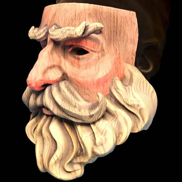 Santa Claus mask, wooden style - Model preview 3