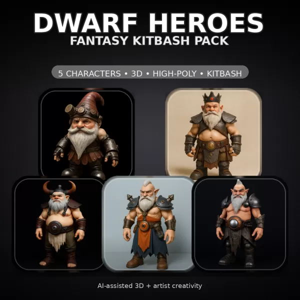 Forgefolk Guardians – High-Poly Dwarf & Gnome Character Pack (5 - Model preview 1