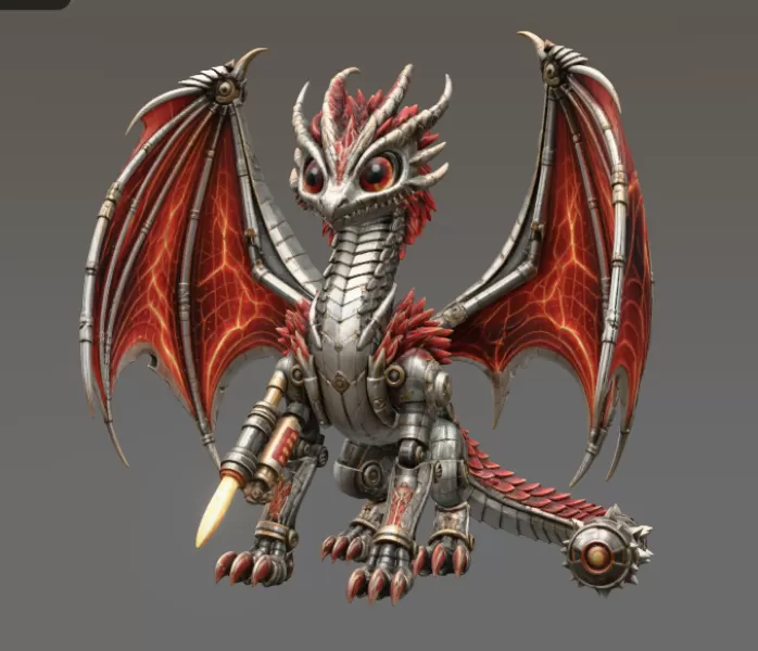 Mechanical Inferno Dragon STL File for 3D Print - Model preview 7