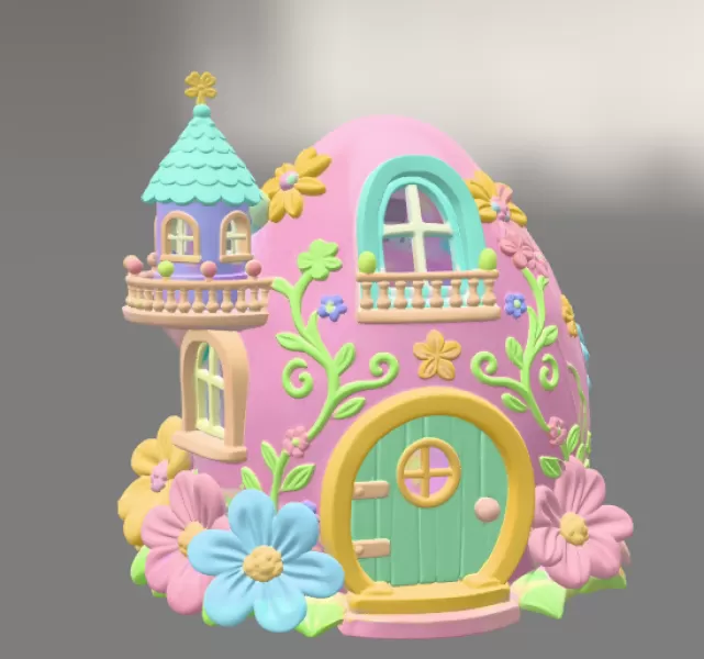 Fantasy Egg Fairy House STL File 3D Printable - Model preview 3